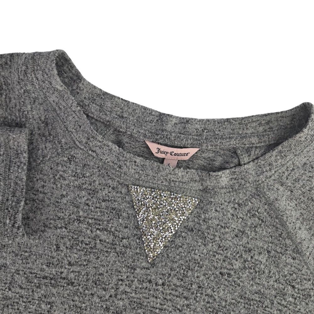 Juicy Couture Womens L Gray Rhinestone Handkerchief Hem Knit Top